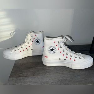 Converse- Platform Heart Embroidered High Tops